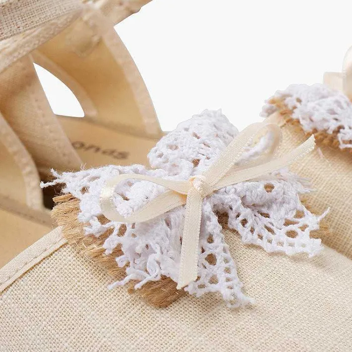 Zapatos Comunión<Pisamonas Alpargatas Ceremonia Lino Con Lazo Rustico