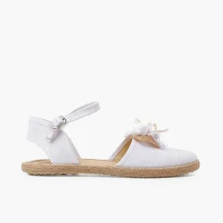 Zapatos Comunión<Pisamonas Alpargatas Ceremonia Lino Con Lazo Rustico