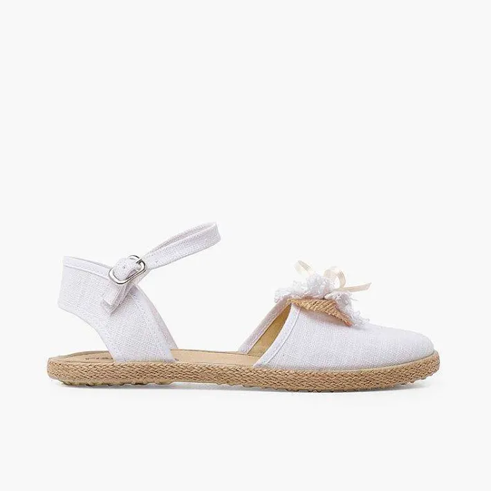 Zapatos Comunión<Pisamonas Alpargatas Ceremonia Lino Con Lazo Rustico