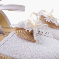 Zapatos Comunión<Pisamonas Alpargatas Ceremonia Lino Con Lazo Rustico