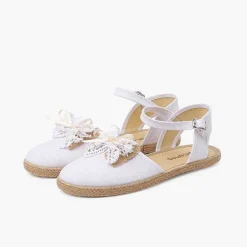 Zapatos Comunión<Pisamonas Alpargatas Ceremonia Lino Con Lazo Rustico