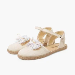 Zapatos Comunión<Pisamonas Alpargatas Ceremonia Lino Con Lazo Rustico