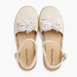 Zapatos Comunión<Pisamonas Alpargatas Ceremonia Lino Con Lazo Rustico