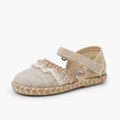 Zapatos Comunión<Pisamonas Alpargatas Lino Puntillas Tira Adherente