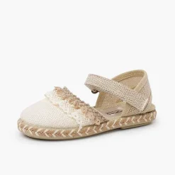 Zapatos Comunión<Pisamonas Alpargatas Lino Puntillas Tira Adherente