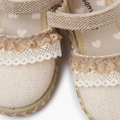 Zapatos Comunión<Pisamonas Alpargatas Lino Puntillas Tira Adherente