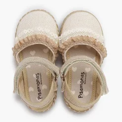 Zapatos Comunión<Pisamonas Alpargatas Lino Puntillas Tira Adherente
