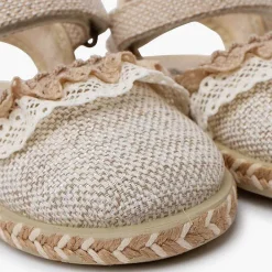 Zapatos Comunión<Pisamonas Alpargatas Lino Puntillas Tira Adherente