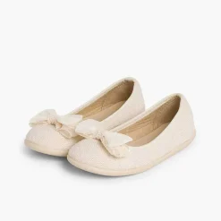 Zapatos Comunión<Pisamonas Bailarina De Lino Con Lazo Ancho De Tul
