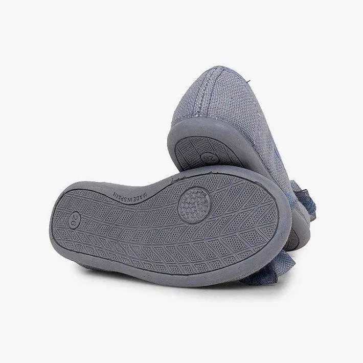 Zapatos Comunión<Pisamonas Bailarina De Lino Con Lazo Ancho De Tul