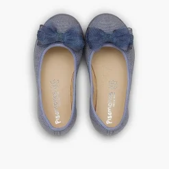 Zapatos Comunión<Pisamonas Bailarina De Lino Con Lazo Ancho De Tul