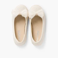 Zapatos Comunión<Pisamonas Bailarina De Lino Con Lazo Ancho De Tul