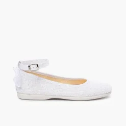 Zapatos Comunión<Pisamonas Bailarina Lino Pulsera Lazo Trasero Organza