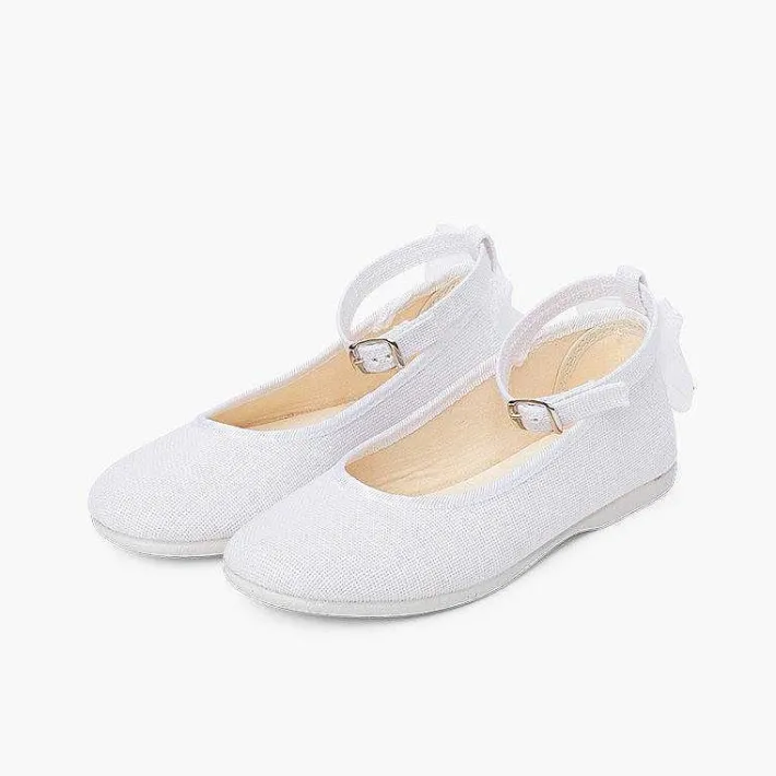 Zapatos Comunión<Pisamonas Bailarina Lino Pulsera Lazo Trasero Organza