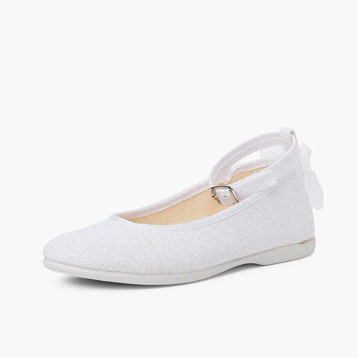 Zapatos Comunión<Pisamonas Bailarina Lino Pulsera Lazo Trasero Organza