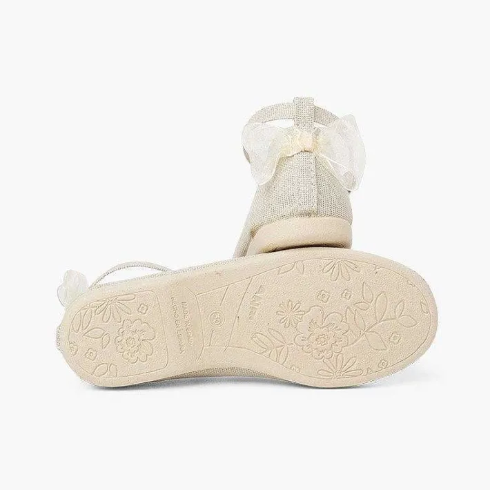 Zapatos Comunión<Pisamonas Bailarina Lino Pulsera Lazo Trasero Organza