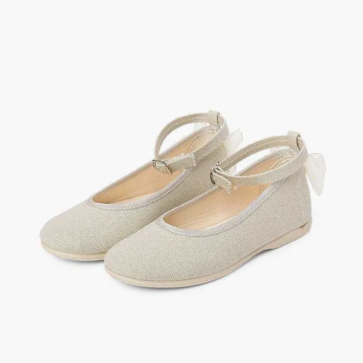 Zapatos Comunión<Pisamonas Bailarina Lino Pulsera Lazo Trasero Organza