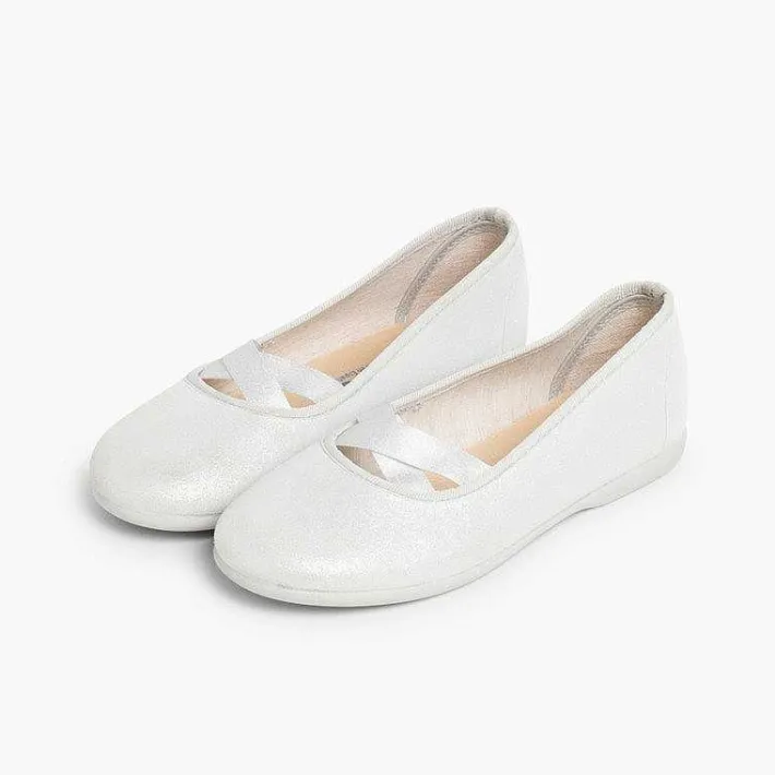 Zapatos Comunión<Pisamonas Bailarinas Niña Estilo Ballet Con Acabado Brillo