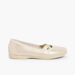 Zapatos Comunión<Pisamonas Bailarinas Niña Estilo Ballet Con Acabado Brillo