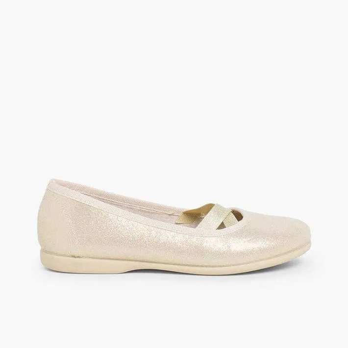 Zapatos Comunión<Pisamonas Bailarinas Niña Estilo Ballet Con Acabado Brillo