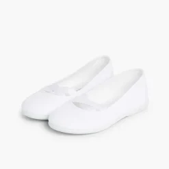 Zapatos Comunión<Pisamonas Bailarinas Niña Lona Cinta Cruzada Tipo Ballet