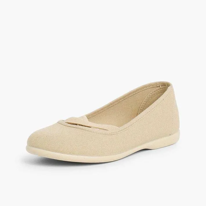Zapatos Comunión<Pisamonas Bailarinas Niña Lona Cinta Cruzada Tipo Ballet