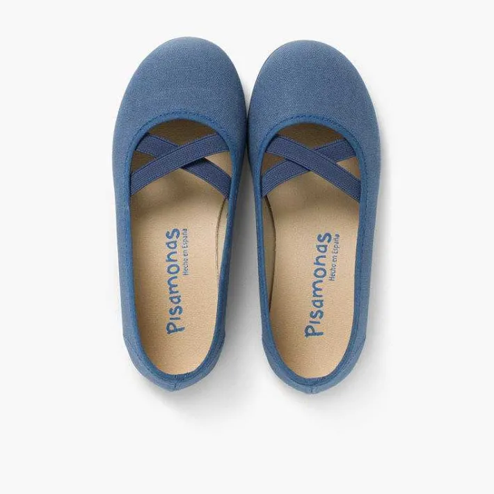Zapatos Comunión<Pisamonas Bailarinas Niña Lona Cinta Cruzada Tipo Ballet