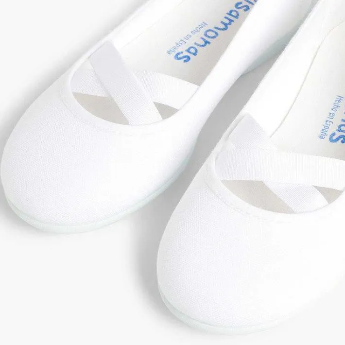 Zapatos Comunión<Pisamonas Bailarinas Niña Lona Cinta Cruzada Tipo Ballet