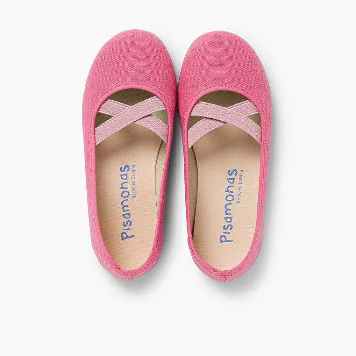 Zapatos Comunión<Pisamonas Bailarinas Niña Lona Cinta Cruzada Tipo Ballet
