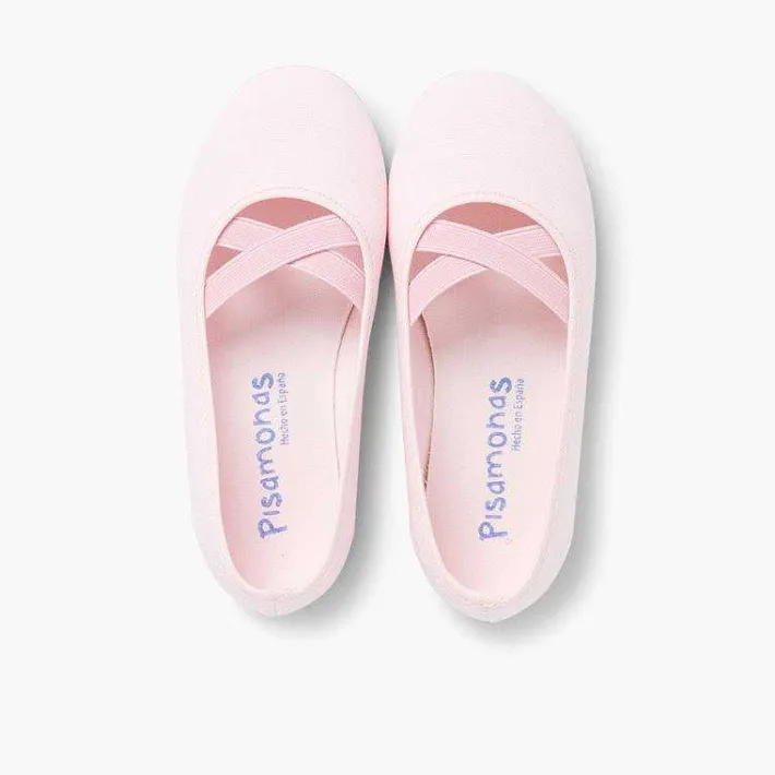 Zapatos Comunión<Pisamonas Bailarinas Niña Lona Cinta Cruzada Tipo Ballet