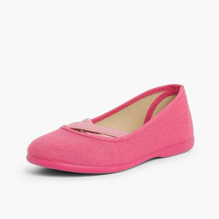 Zapatos Comunión<Pisamonas Bailarinas Niña Lona Cinta Cruzada Tipo Ballet