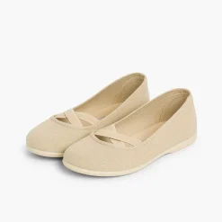 Zapatos Comunión<Pisamonas Bailarinas Niña Lona Cinta Cruzada Tipo Ballet