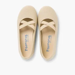 Zapatos Comunión<Pisamonas Bailarinas Niña Lona Cinta Cruzada Tipo Ballet