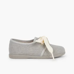 Zapatos Comunión<Pisamonas Blucher Lino Ceremonia Niños Pequenos Lazo