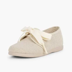 Zapatos Comunión<Pisamonas Blucher Lino Ceremonia Niños Pequenos Lazo