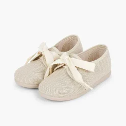 Zapatos Comunión<Pisamonas Blucher Lino Ceremonia Niños Pequenos Lazo