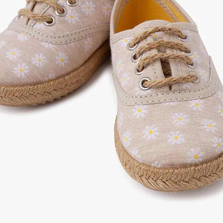 Blucher<Pisamonas Blucher Margaritas Cordones Y Suela Yute Color Beige