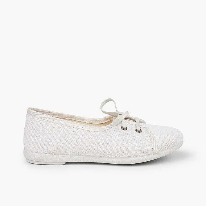 Zapatos Comunión<Pisamonas Blucher Niña Lino Tipo Salon