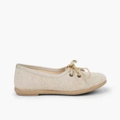 Zapatos Comunión<Pisamonas Blucher Niña Lino Tipo Salon