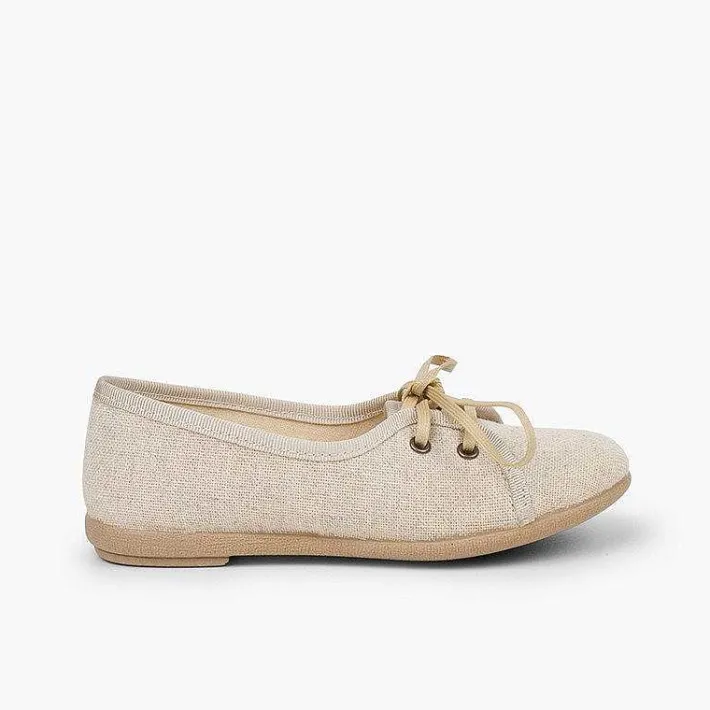 Zapatos Comunión<Pisamonas Blucher Niña Lino Tipo Salon