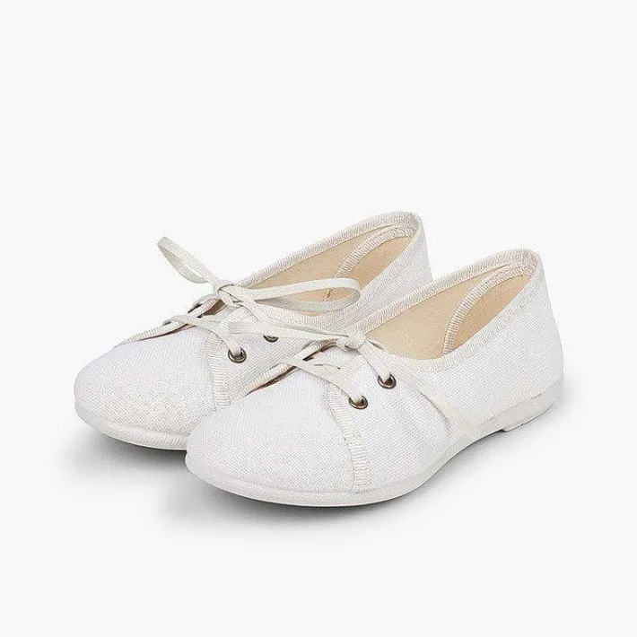 Zapatos Comunión<Pisamonas Blucher Niña Lino Tipo Salon