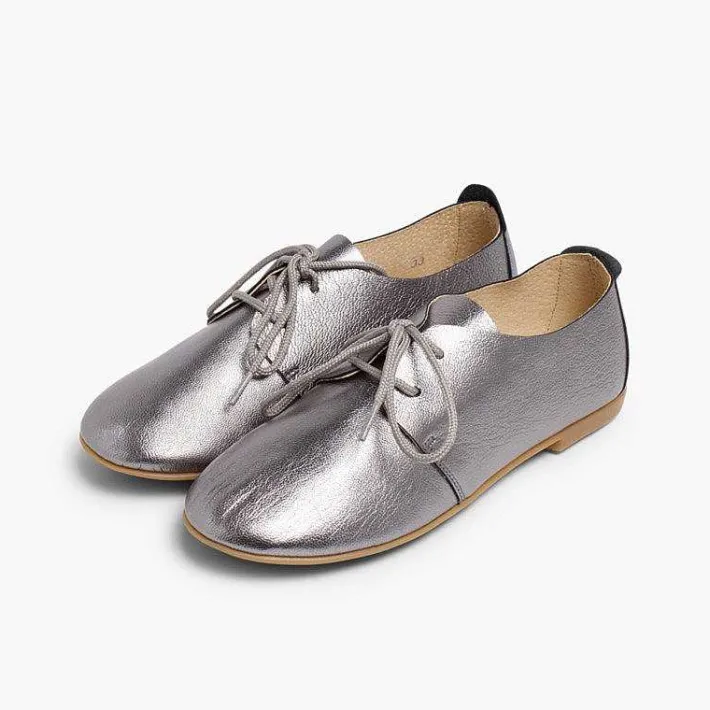 Zapatos Blucher<Pisamonas Blucher Niña Piel Metalizada