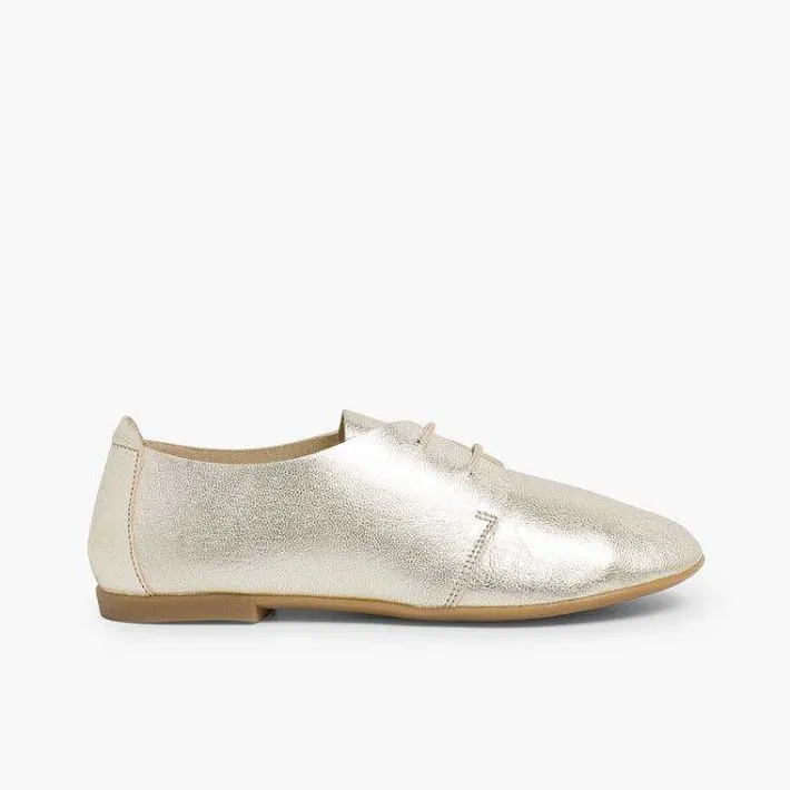 Zapatos Blucher<Pisamonas Blucher Niña Piel Metalizada