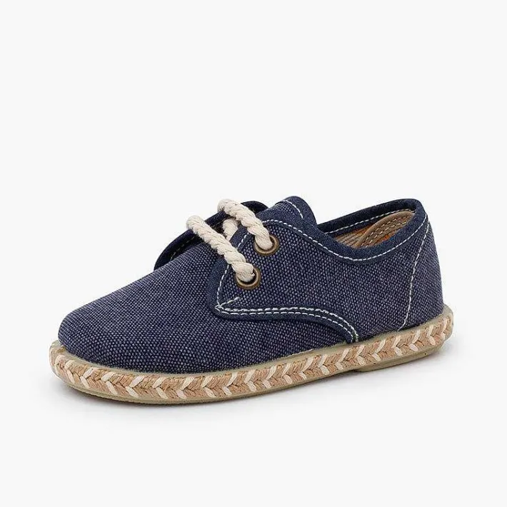 Zapatos Comunión<Pisamonas Blucher Niño Lona Suela Yute Bicolor
