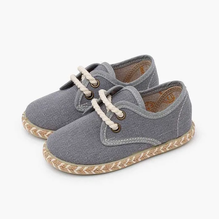 Zapatos Comunión<Pisamonas Blucher Niño Lona Suela Yute Bicolor
