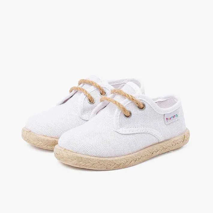 Zapatillas<Pisamonas Bluchers Lino Cordones Y Base Yute