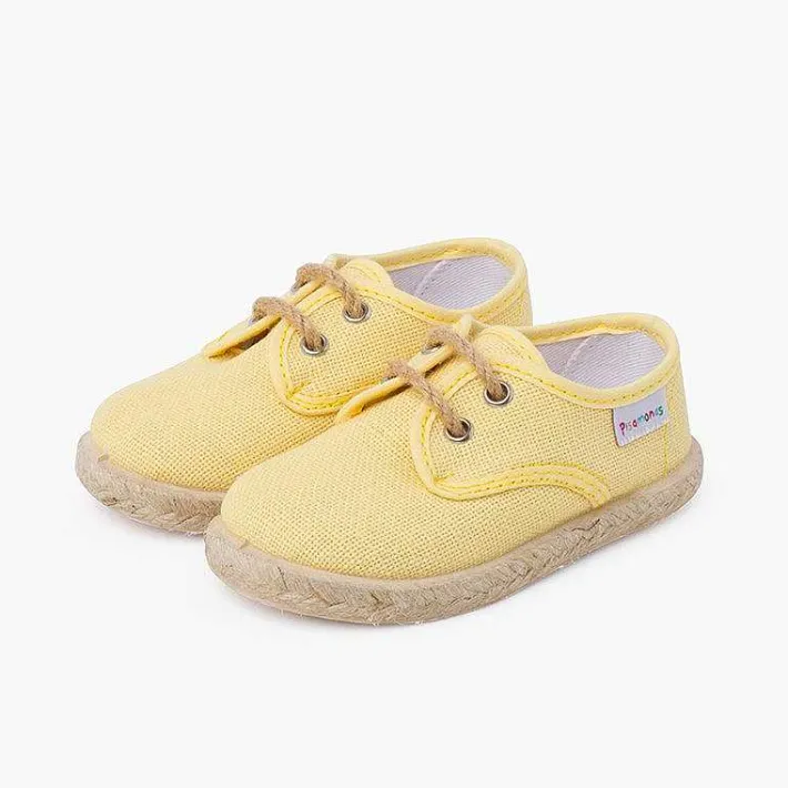 Zapatillas<Pisamonas Bluchers Lino Cordones Y Base Yute
