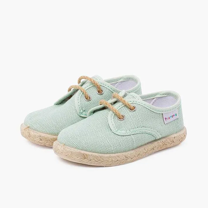 Zapatillas<Pisamonas Bluchers Lino Cordones Y Base Yute