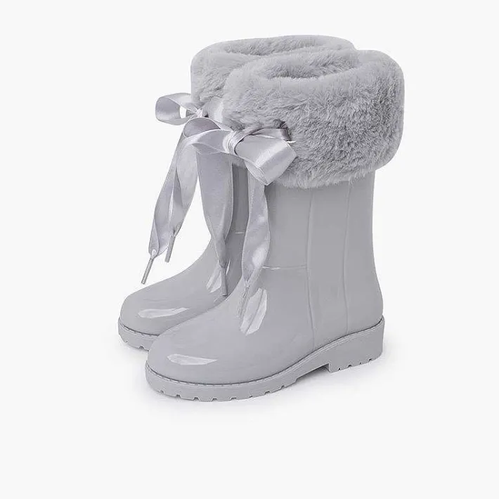 Botas De Agua<Pisamonas Bota Agua Niña Campera Cuello Pelo Suave Y Lazo