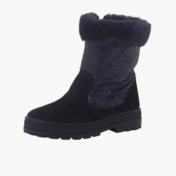 Botas<Pisamonas Botas Acolchadas Cuello Pelito Color Azul Marino